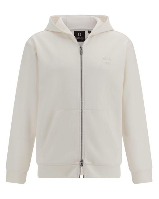 Boggi White Full-Zip Hoodie for men