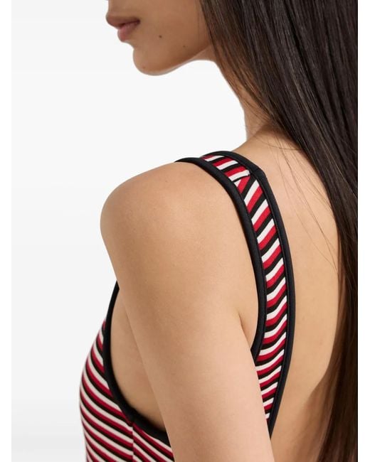 Prada Red Striped Swimsuit