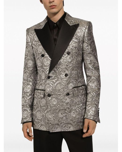 Dolce & Gabbana Black Satin-lapel Jacquard Tuxedo Jacket for men