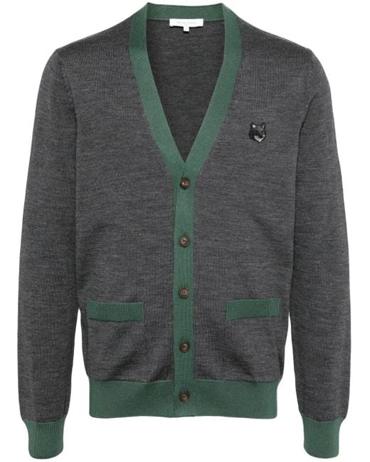 Maison Kitsuné Gray Bold Fox Head Patch Cardigan for men
