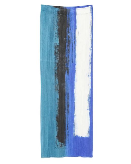 Pleats Please Issey Miyake Blue Gerader Rock Mit Falten