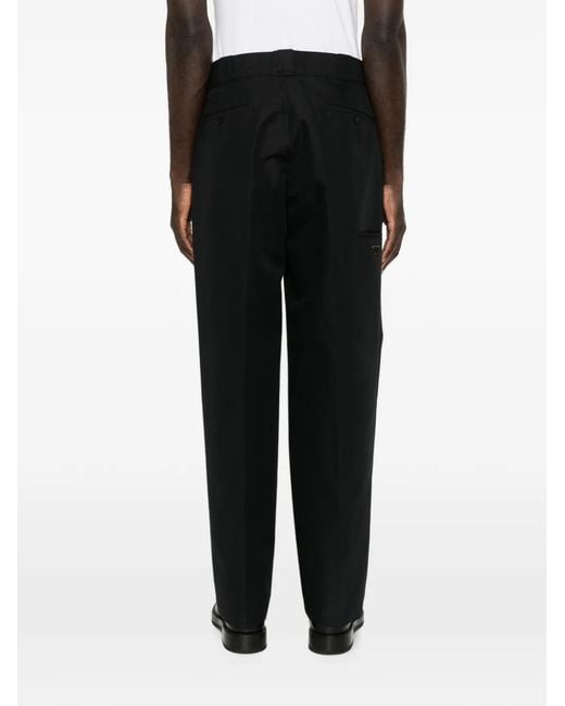 Prada Black Logo-Plaque Trousers for men
