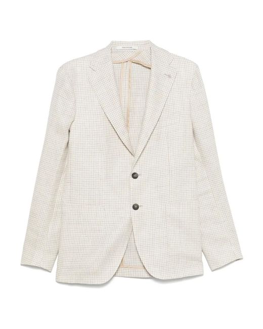 Tagliatore White Houndstooth-Pattern Blazer for men
