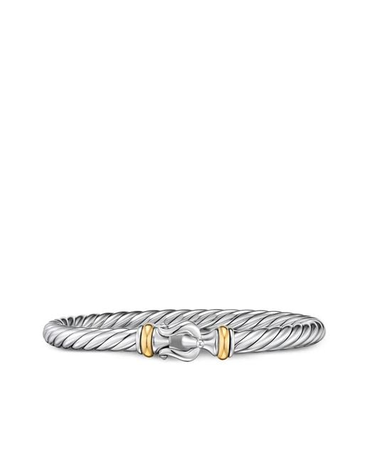 David Yurman Metallic Sterling And 14K Cable Flex Buckle Bracelet