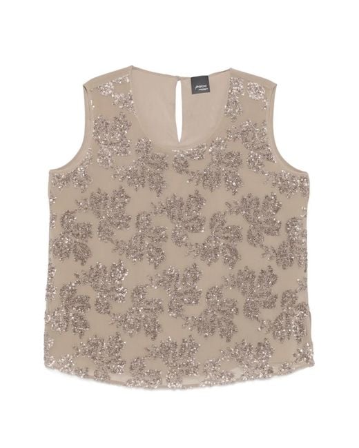 Marina Rinaldi Natural Gioiosa Sequin-Embellished Sleeveless Top