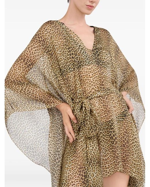 Roberto Cavalli Natural Leopard Print Tie Beachwear
