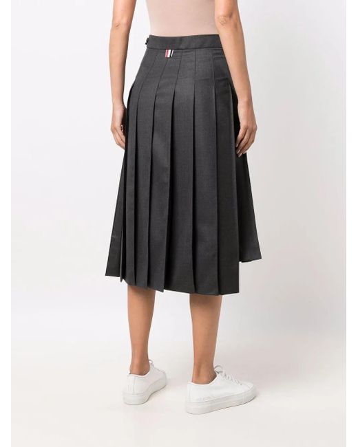 Thom Browne Black Dark Super 120's Twill Below Knee Pleated Skirt