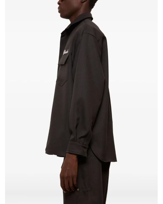 Rhude Black Embroidered-Logo Shirt for men