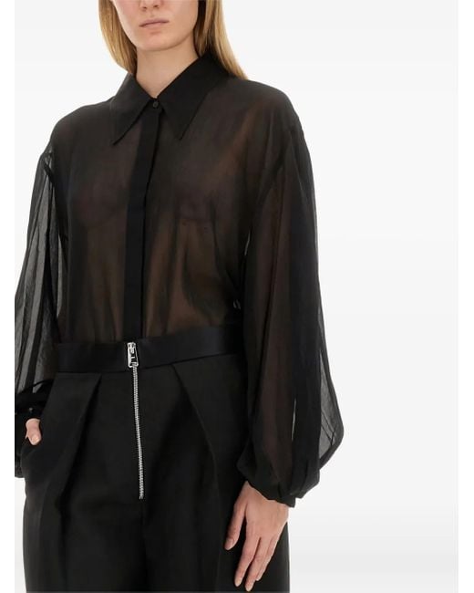 Khaite Black Balloon-Sleeve Shirt