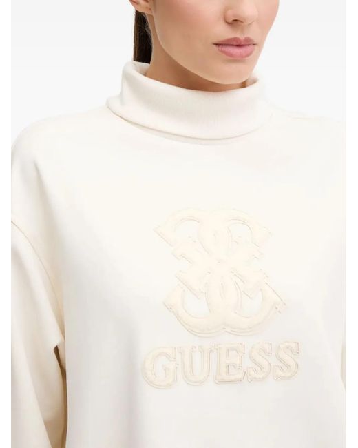 Vestido corto con cuello alto y logo Guess de color White