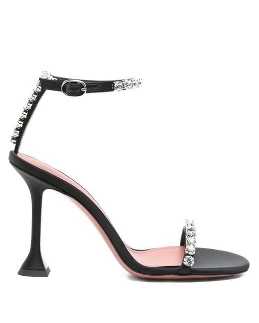 AMINA MUADDI Black Gigi Sandalen mit Kristallen 95mm