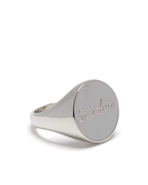 Bleue Burnham Gray Sterling Silver Engraved Ring for men