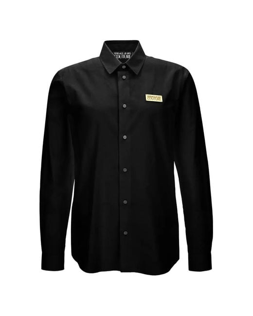 Versace Jeans Couture Black Logo-Patch Shirt for men