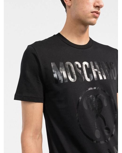 Moschino Black Logo-Print Organic Cotton T-Shirt for men