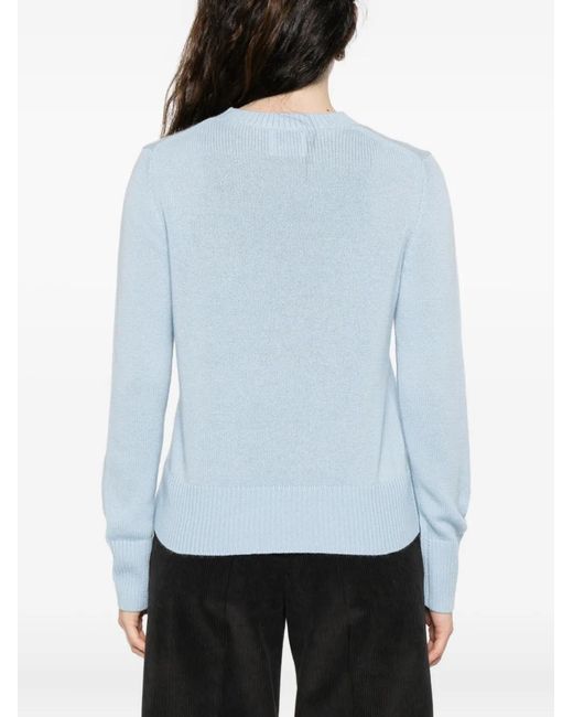 Allude Blue Crew-Neck Cashmere Sweater