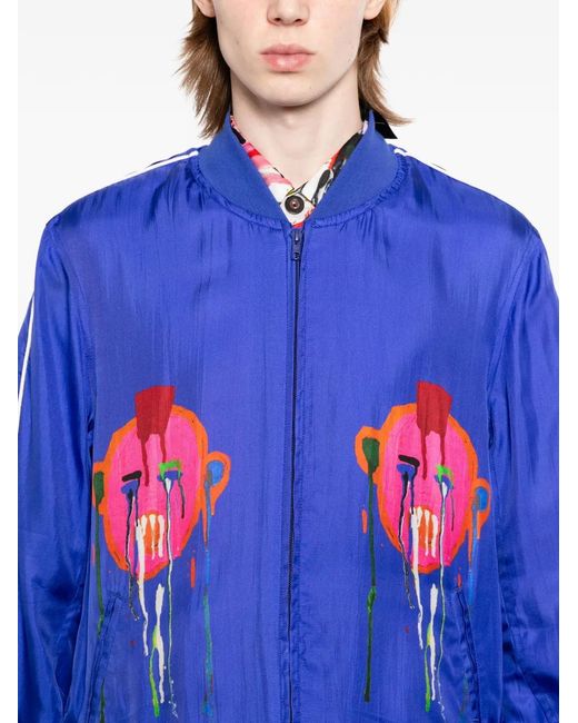 Nude:mm Blue Graphic-Print Bomber Jacket for men