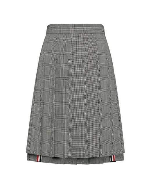 Thom Browne ハウンドトゥース プリーツスカート グレー | Lyst
