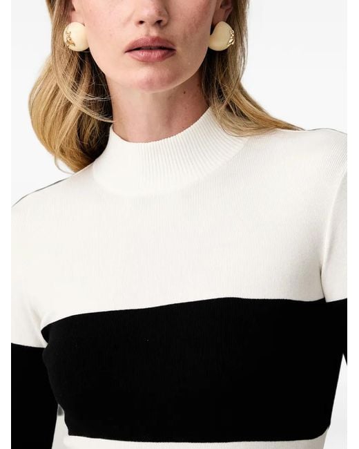 Patrizia Pepe White Striped Open-Back Midi Dress