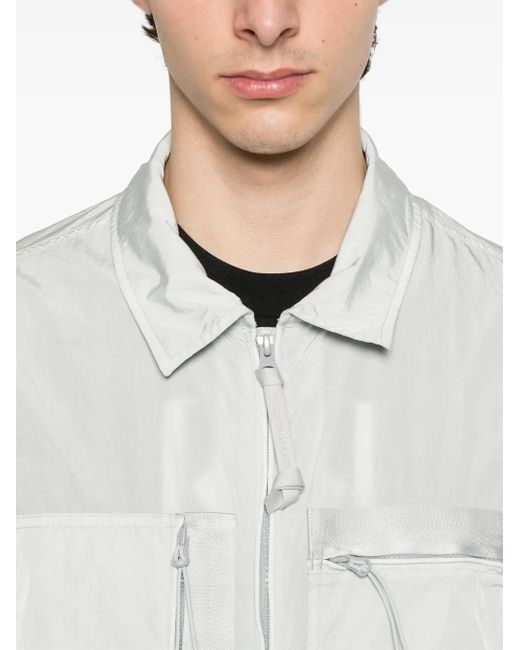 C P Company White Zip-Up Bomber Jacket for men