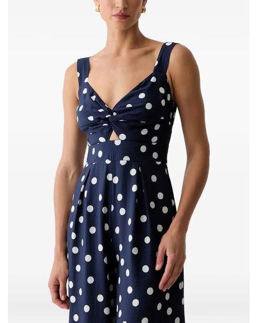 Morgan Blue Polka-Dot Twist-Detail Jumpsuit
