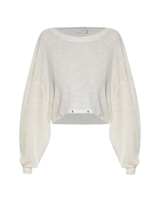 IRO White Destinee Cropped Long-Sleeve Sweater