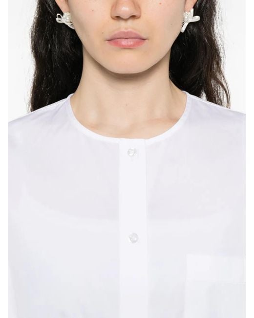Simone Rocha Shirt Met Hoge Opstaande Kraag En Zak in het White
