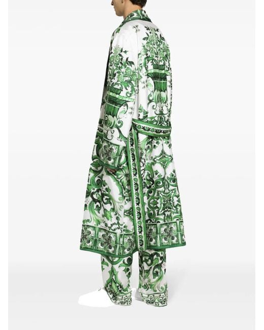 メンズ Dolce & Gabbana シルク マジョリカプリント ローブ Green