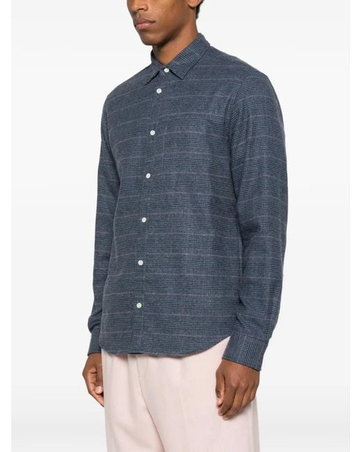 Cellar Door Blue Buttoned Check Shirt for men