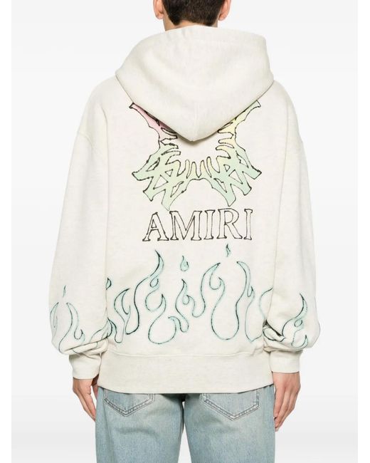 Amiri White Hoodie Oversize Ma Quad Flames for men