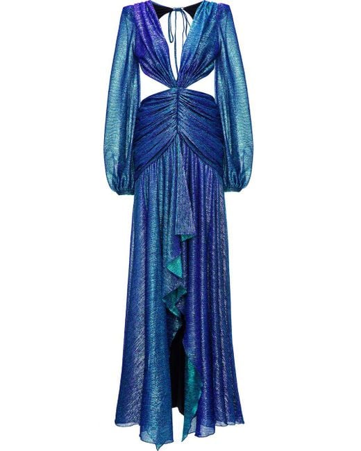 PATBO Blue Metallic Cut-out Gown