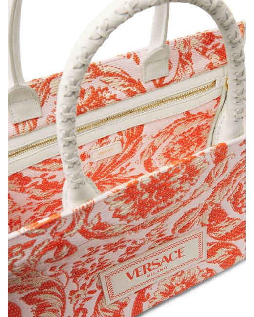 Versace Red Barocco Athena Tote Bag