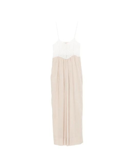 Jucca White Crochet-Knit Panelled Maxi Dress