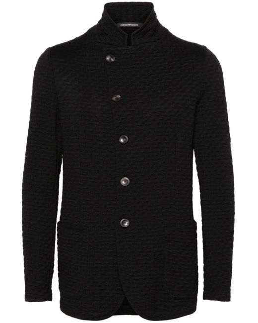 Emporio Armani Black Wool Blend Blazer Jacket for men