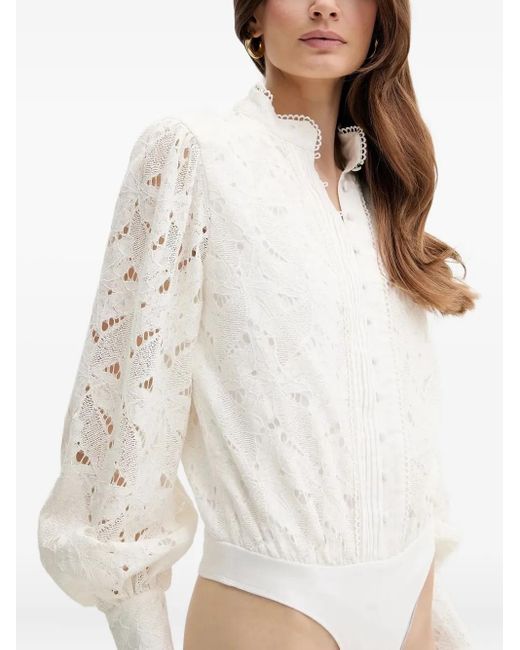 Bardot レースパネル ボディスーツ White