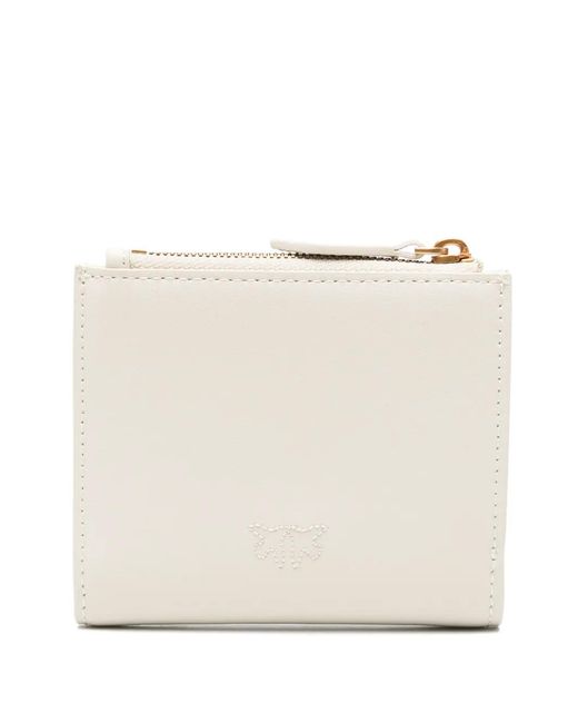 Pinko Natural Small Smooth Leather Wallet With Logo