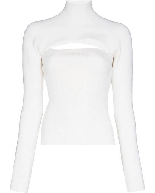 Tom Ford White Cut-Out Virgin Wool-Blend Jumper