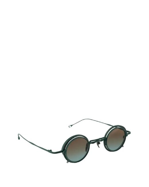 Rigards Green Round-Frame Clip-On Sunglasses