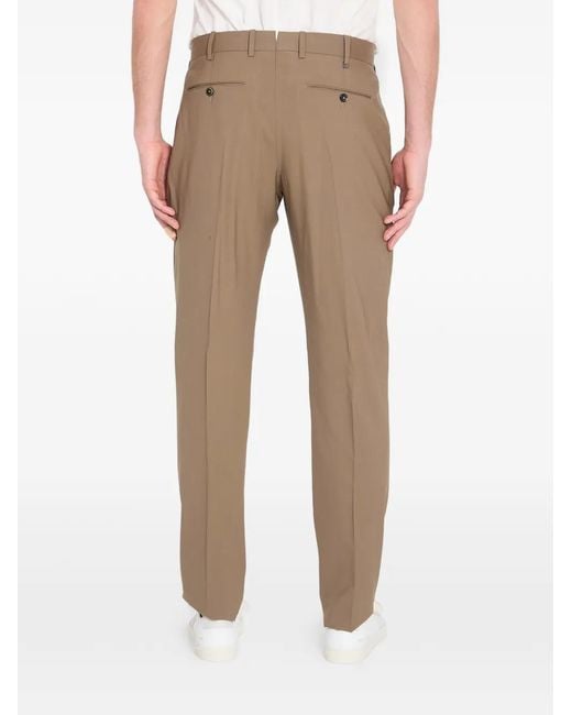 PT Torino Natural Pleated Virgin Wool Trousers for men