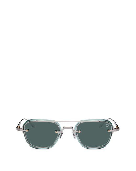 Akoni Green Jura Geometric-Frame Sunglasses