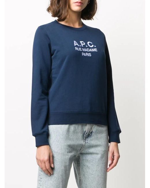 A.P.C. Blue Tina Logo-Embroidered Sweatshirt