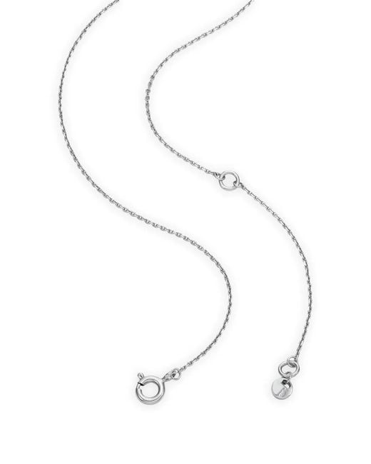 Michael Kors White Logo-Pendant Round Necklace