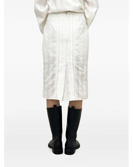 EPINGLER White Ruffled High-Waisted Midi Skirt