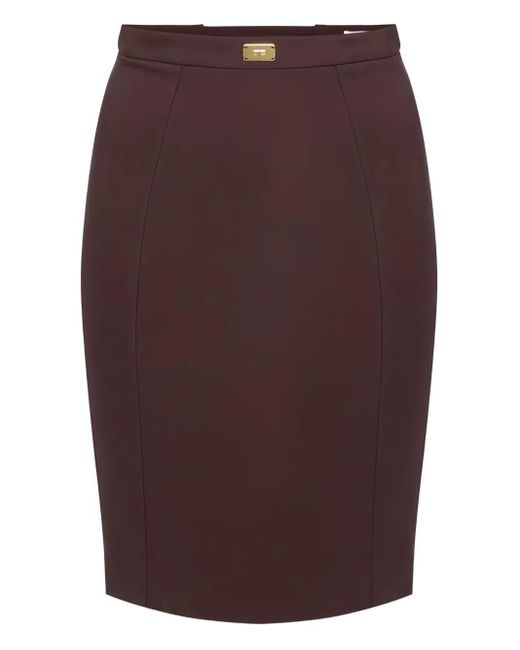 Elisabetta Franchi Purple Logo-Plaque Criss-Cross Skirt