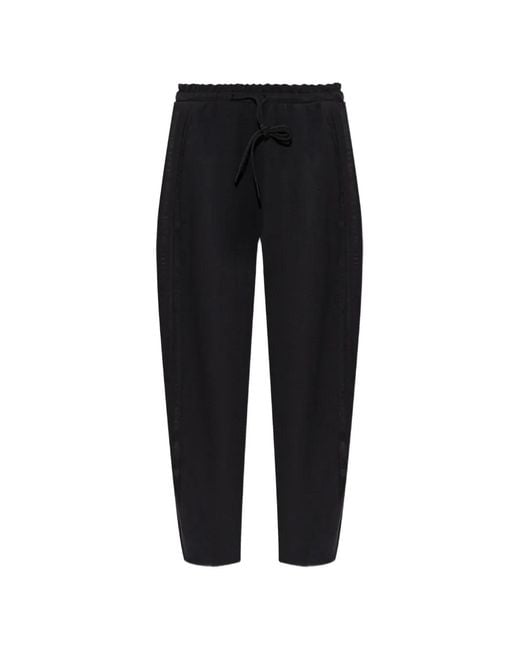 Adidas Black Logo-Embroidered Wide-Leg Track Pants