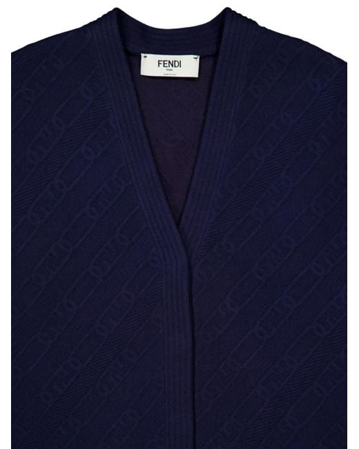 Fendi O Lock Chain Cardigan Blue