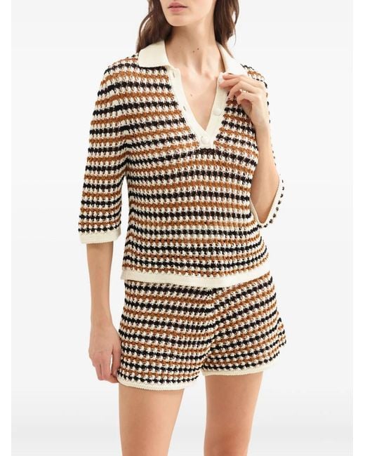 Eres White Comeback Striped Polo Top