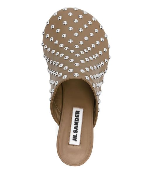 Jil Sander Brown Pointed Toe Mule With Metallic Studs