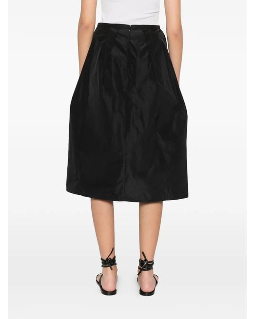 Sofie D'Hoore Black Pleated A-Line Midi Skirt