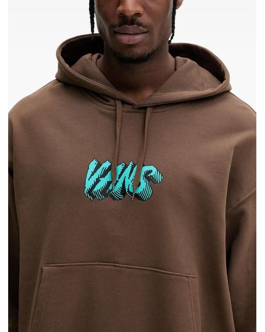 Vans Brown Logo-Print Drawstring Hoodie for men