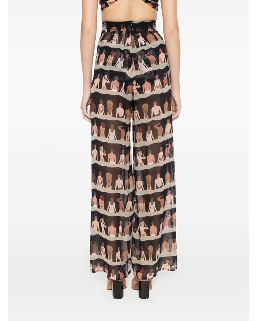 Amir Slama Black Graphic-Print Silk Trousers